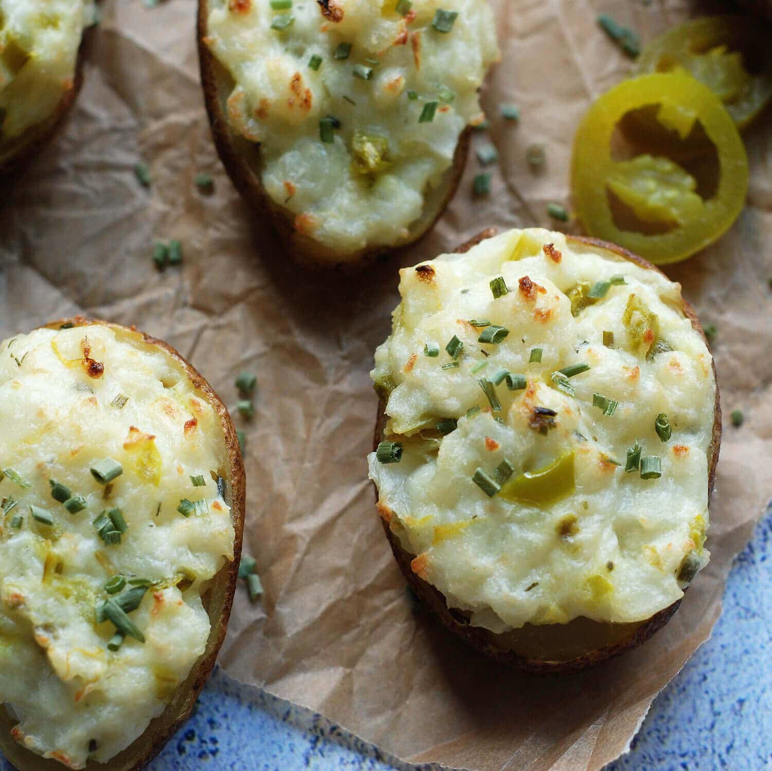 Jalapeno, Spinach and Artichoke Twice Baked Potatoes | Good Foods