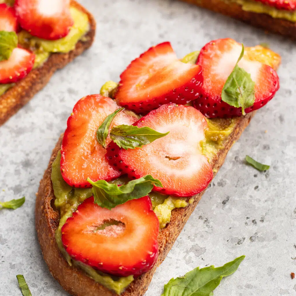 Avocado Basil Strawberry Toast