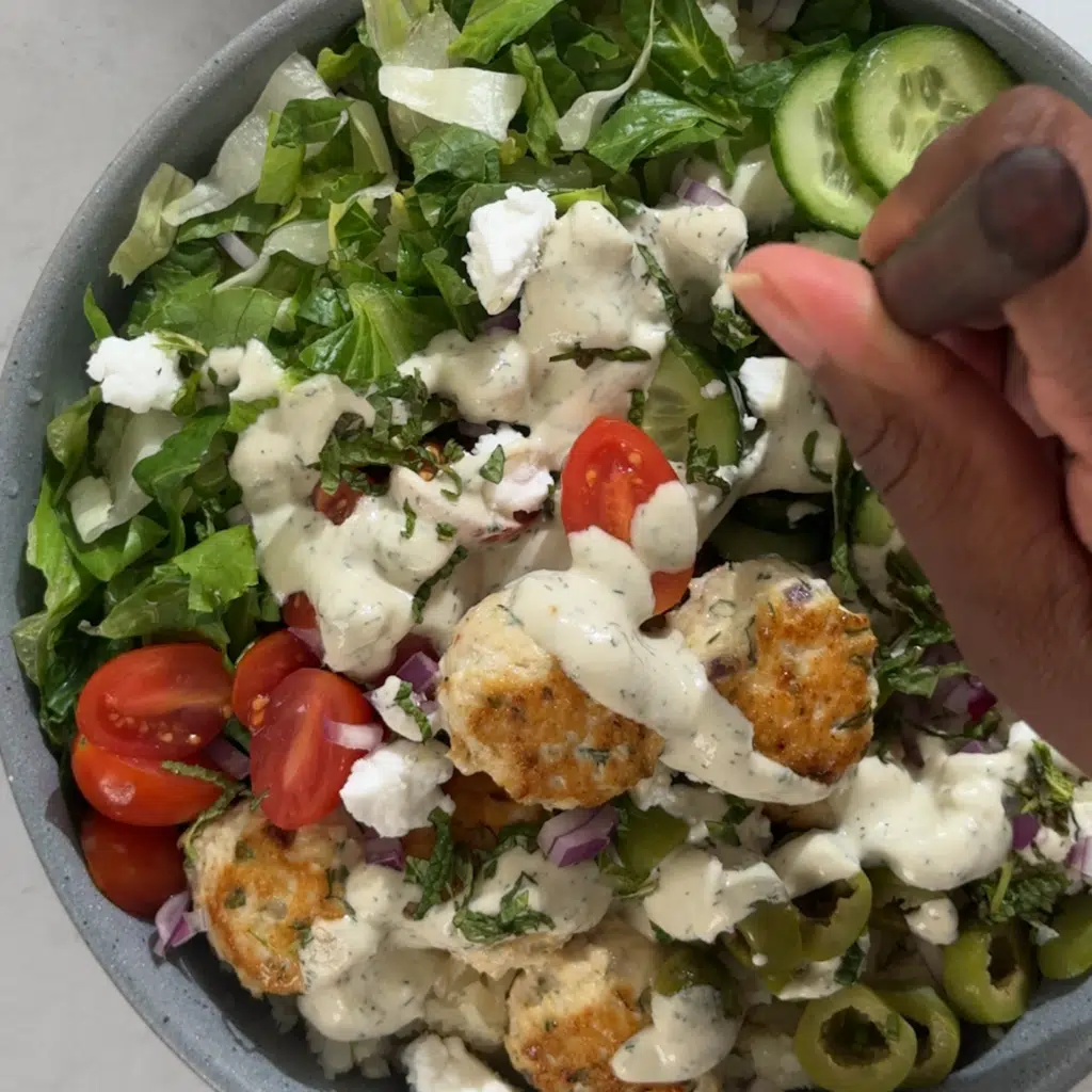 Greek Chicken Meatball Bowls