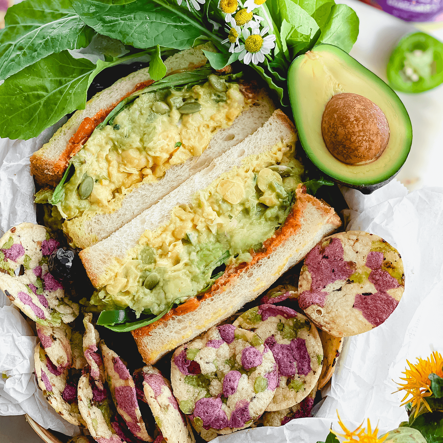 Guacamole Chickpea Salad Sandwich