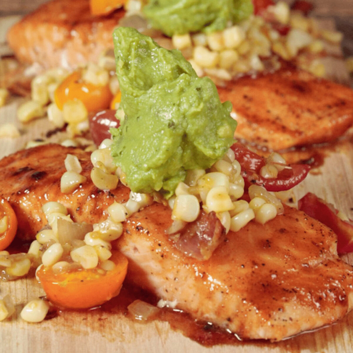 Cedar Plank Salmon with Guac
