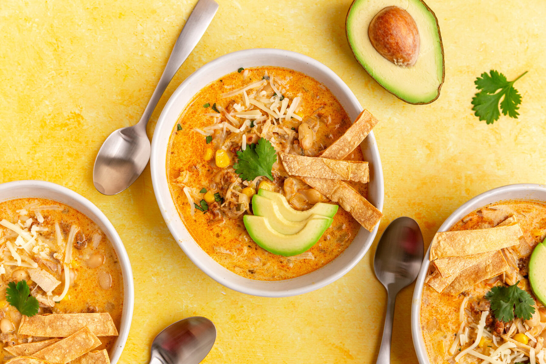 Chicken and Chorizo Chili with Avocado Salsa